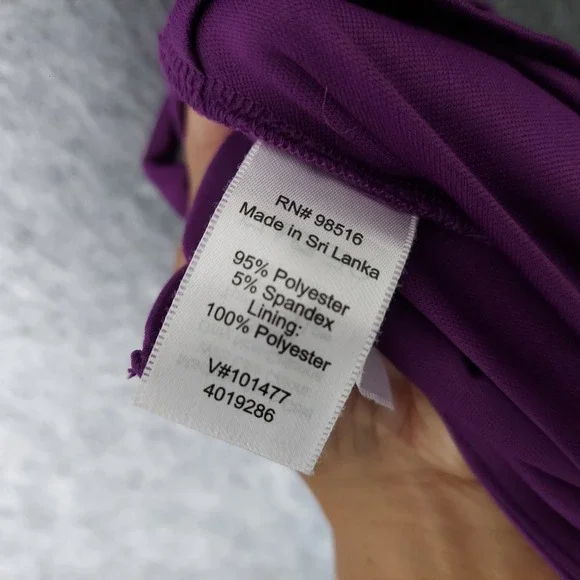 Coldwater Creek Dress Women 10 Purple Flutter Sleeve Keyhole Slinky Stretch - Picture 8 of 9